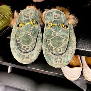Velvet Gucci Fur mules